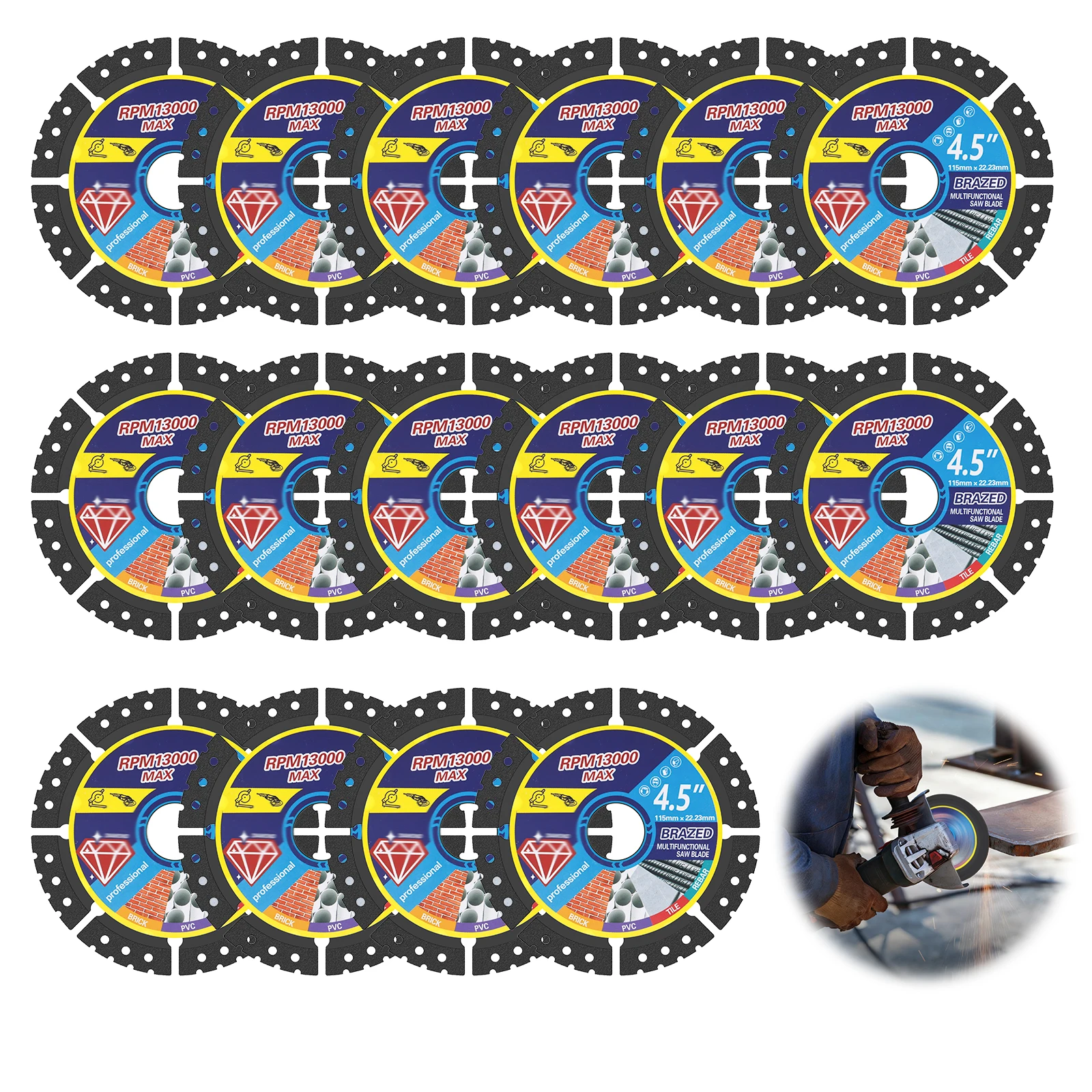 3/15 Stück Diamant-Mehrzwecksägeblatt, 4,5 Zoll Diamantsägeblatt, vielseitige Schneidscheibe zum Schneiden von Marmor, Quarz, Stein, Fliesen Image