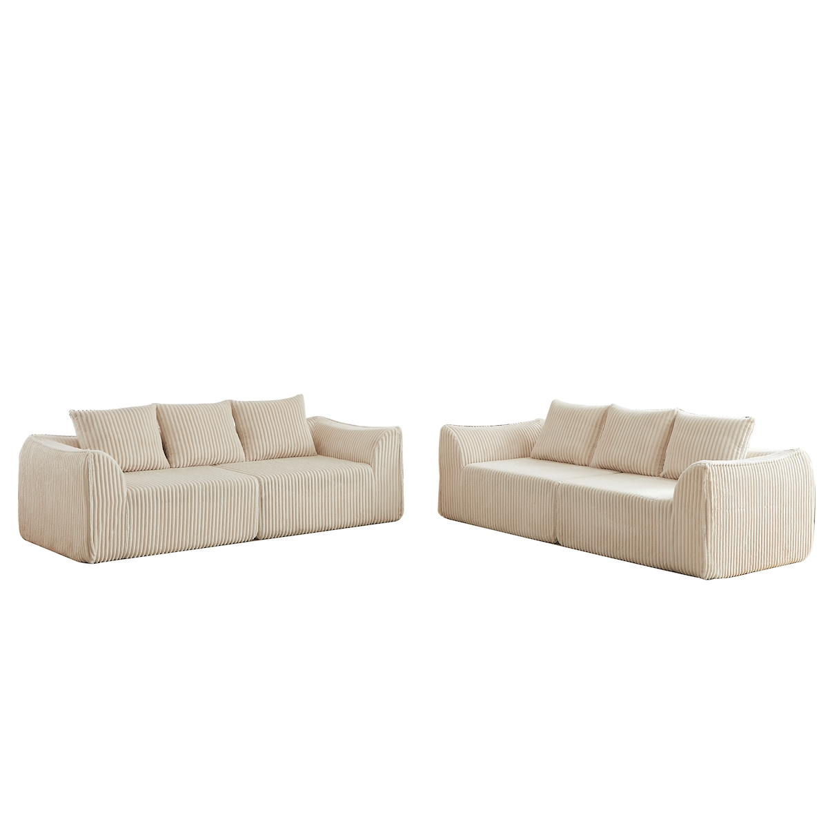 MODFU Set Sofa aus Cord Beige modular, keine Montage, geschwungene Form Image
