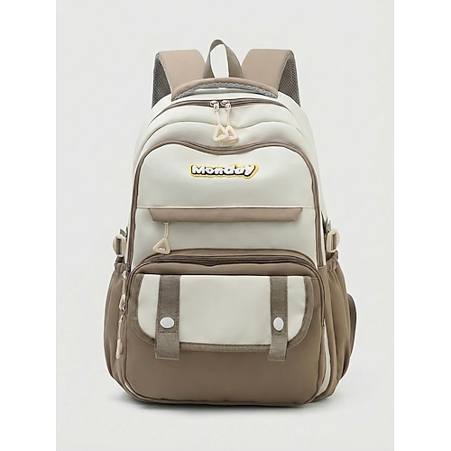 Zaino da donna in poliestere con molteplici tasche, grande capacità, spallacci regolabili, disponibile in diversi colori, perfetto per la scuola elementare. studenti delle scuole medie, ritorno a