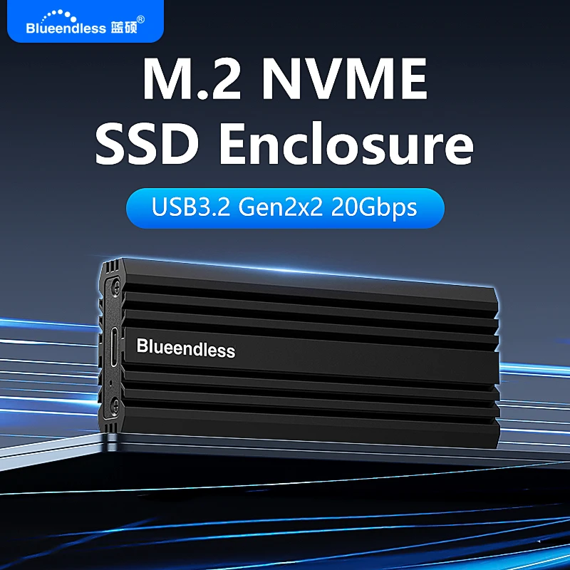 BLUEENDLESS 20Gbps M.2 PCIE NVME Gehäuse USB 3.2 Gen 2x2 Typ-C zu M2 SSD-Gehäuseadapter unterstützt 8TB für 2230 2242 2260 2280 SSD. Image