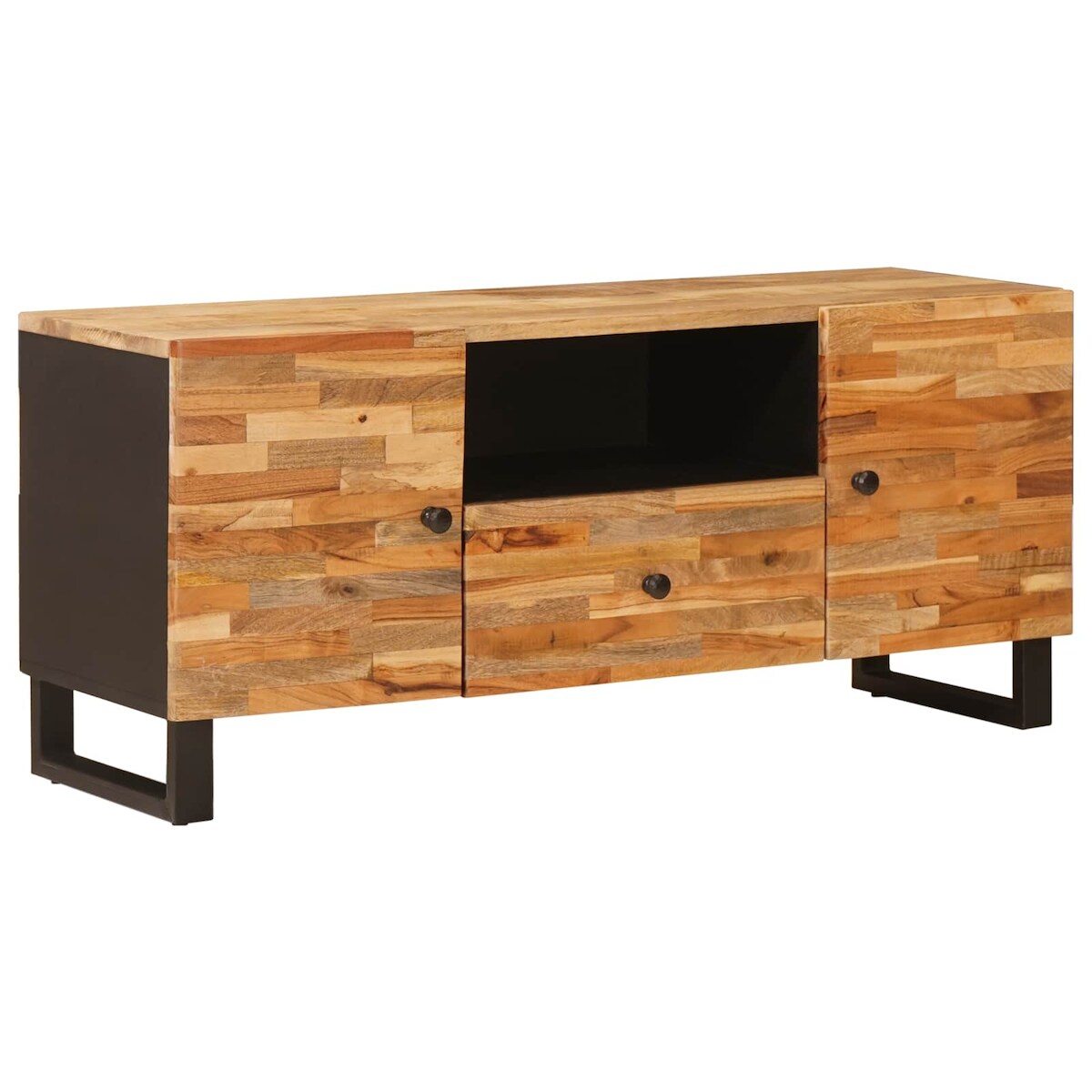 vidaXL TV-Schränk mit Regal Braun 105 x 33 x 46 cm Massivholz Mango Image