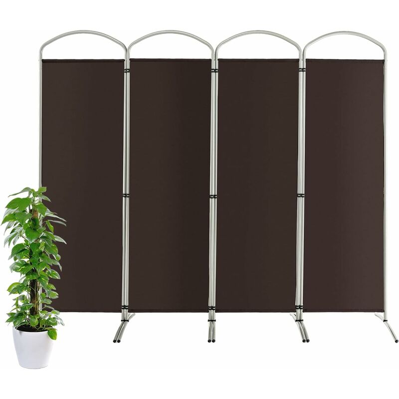 Costway Paravento Pieghevole A 4/6 Pannelli, Separé Divisorio Interno Ed Esterno, Pannelli Divisori Per Camera Da Letto, Ufficio E Soggiorno (221 X 188 Cm 4 Pannelli, Marrone)