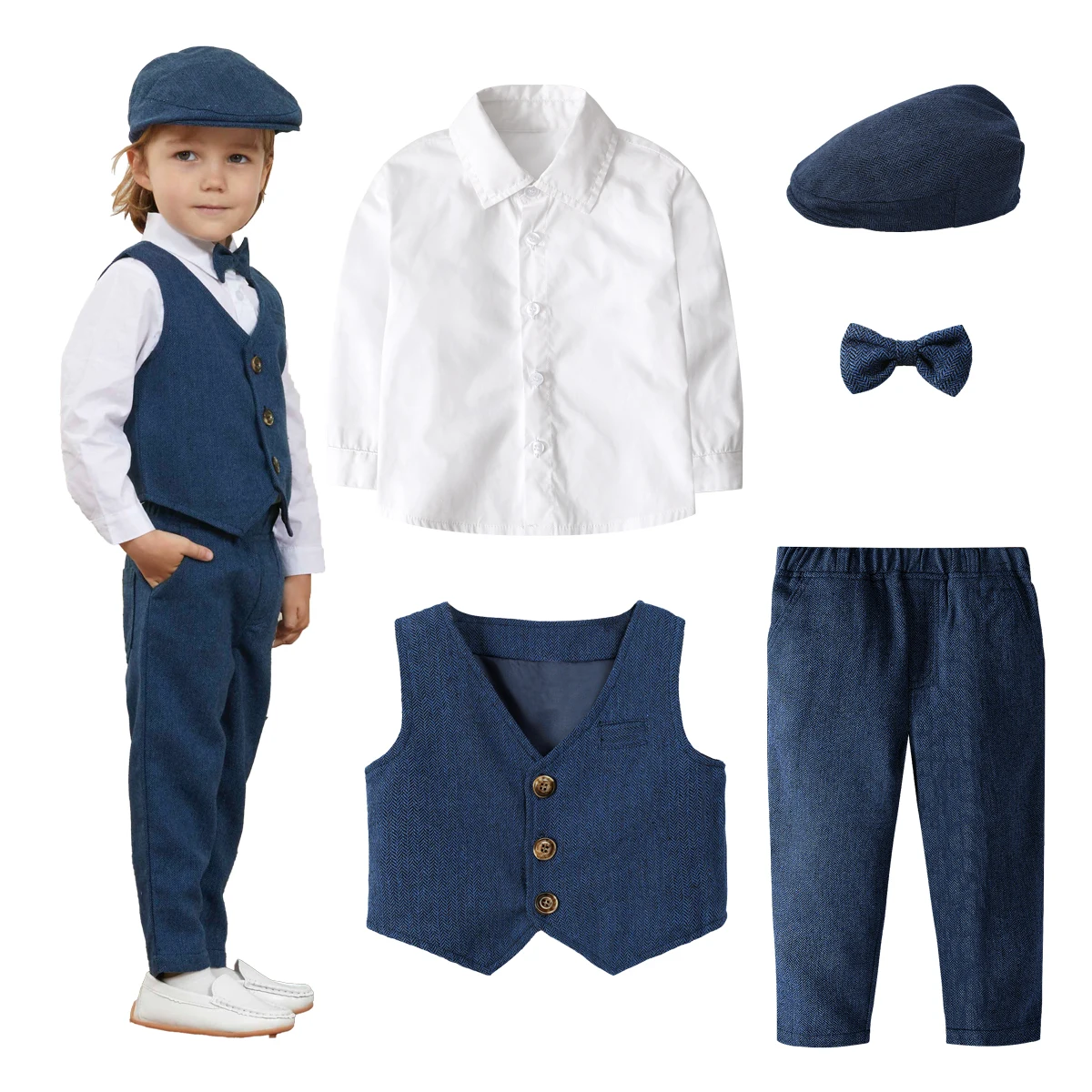 Kinderkleidung Jungen Hochzeitsanzug Kleinkind Gentleman Outfit Kleinkind Geburtstag Taufe Set Baby Formal Party Geschenk Taufe Blazer Image