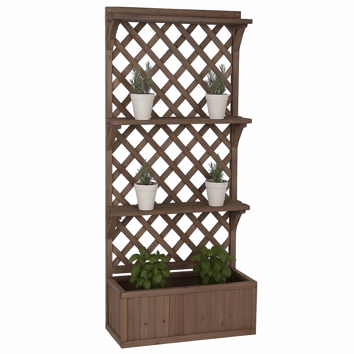 PROREGAL Hochbeet | HxBxT 177x77x33cm | Pflanz-/Blumenkasten | Braun | Pflanzkübel Rankgitter Spalier Ablagefläche Holz FSC® Image