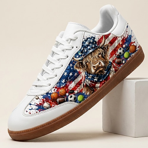 Herren USA Löwe Fußball Druck Low Top Sneaker Schnürsenkel Freizeit Sportliche Schuhe Gepolstert Bequem Mode Trainer für Männer Fanveranstaltungen Stadionoutfits Sportpartys und den Alltag Image