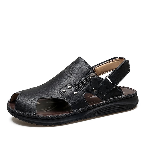 Braune Herren-Fischersandalen mit geschlossener Zehenpartie, bequeme Sommerschuhe mit Cut-outs, leichte Freizeitschuhe für Outdoor-Aktivitäten wie Reisen, Strandurlaub, Freizeit und Wochenenden Image