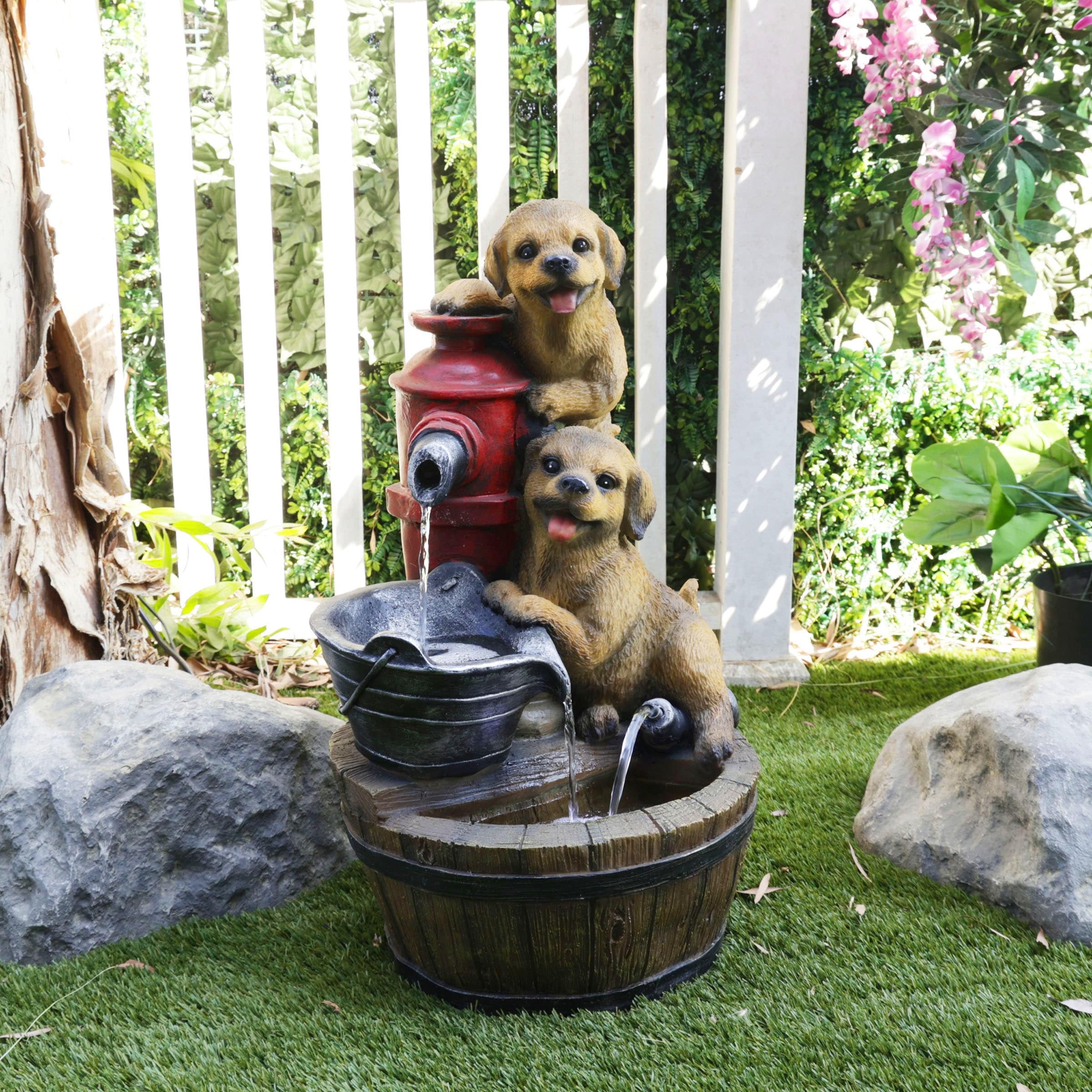 Alpine Corporation Water Fountain with Cascading Water Design, Rustic Outdoor Garden and Patio Decor for Yard and Landscape