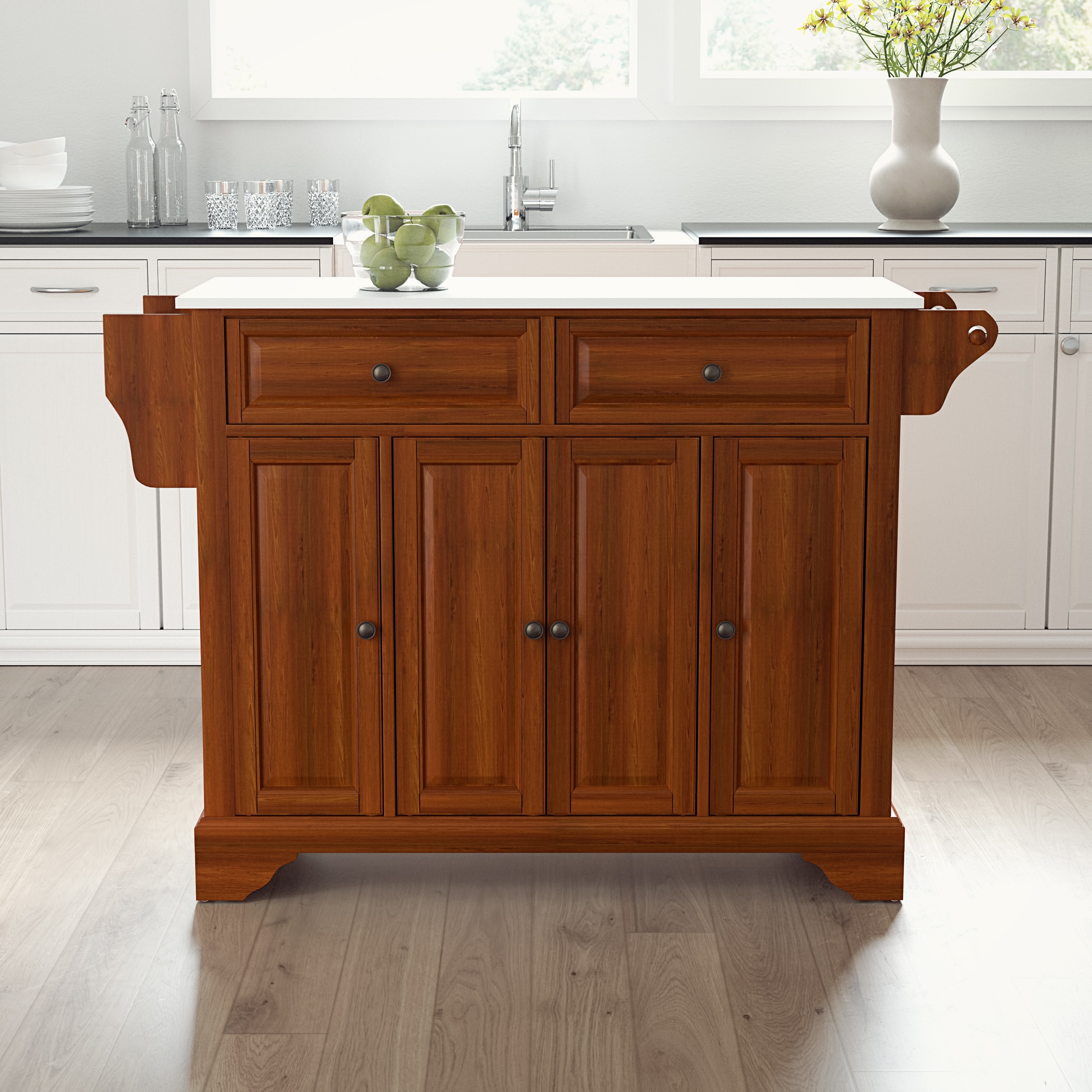Crosley Lafayette Granite Top Full Size Kitchen Island/Cart - 51.5"W x 18"D x 36"H