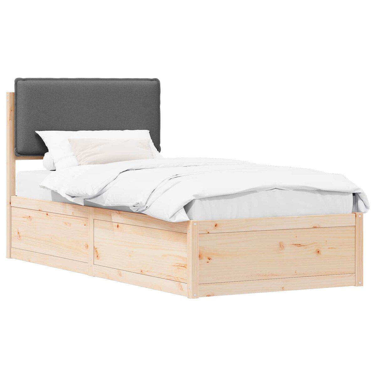 vidaXL Bettgestell mit gepolstertem Kopfteil Dunkelgrau 80 x 200 cm Image