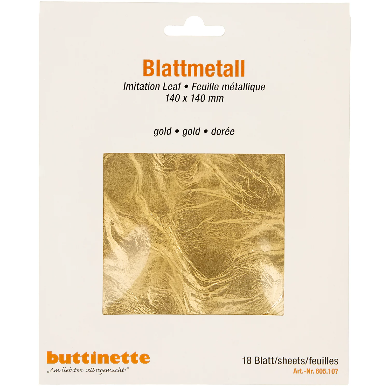 buttinette Blattmetall gold, 14 x 14 cm, 18 Blatt