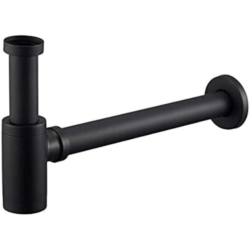Kcvv - Sifone Universale Per Lavandino, Sifone Nero, Sifone Tubolare, Sifone In Acciaio Inox, 1 1/4 X 32 Mm, Sifone Per Lavandino Del Bagno, Sifone Tubolare Metallico, Sifone Per Lavandino Regolabile, Antiod