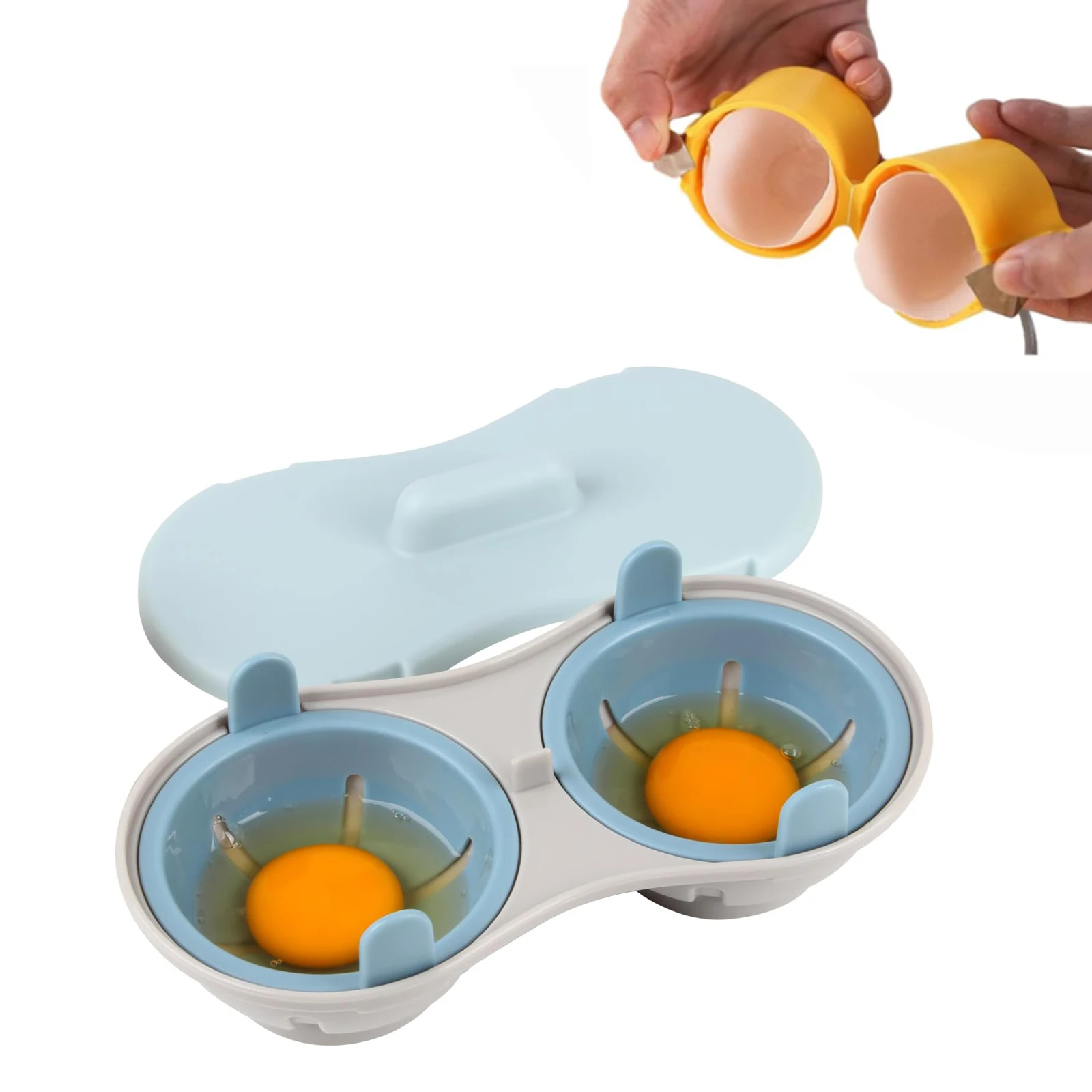 Eierstrocker mit Eierschalenöffner, Mikrowelle, pochierter Eierkocher, spülmaschinenfest, BPA-frei, Eierkocher, pochierter Eierdampfer Image