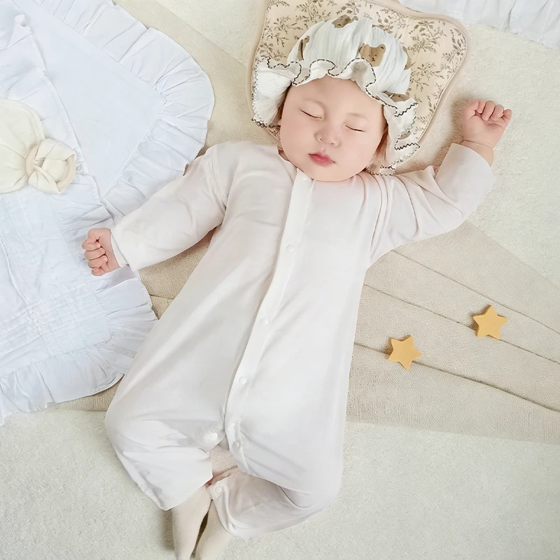 Modal-Baby-Strampler, Sommer-Dünnmodell, Neugeborenen-Kleidung, Baby-Langarm-Strampler, Hauskleidung, Schlafanzug Image