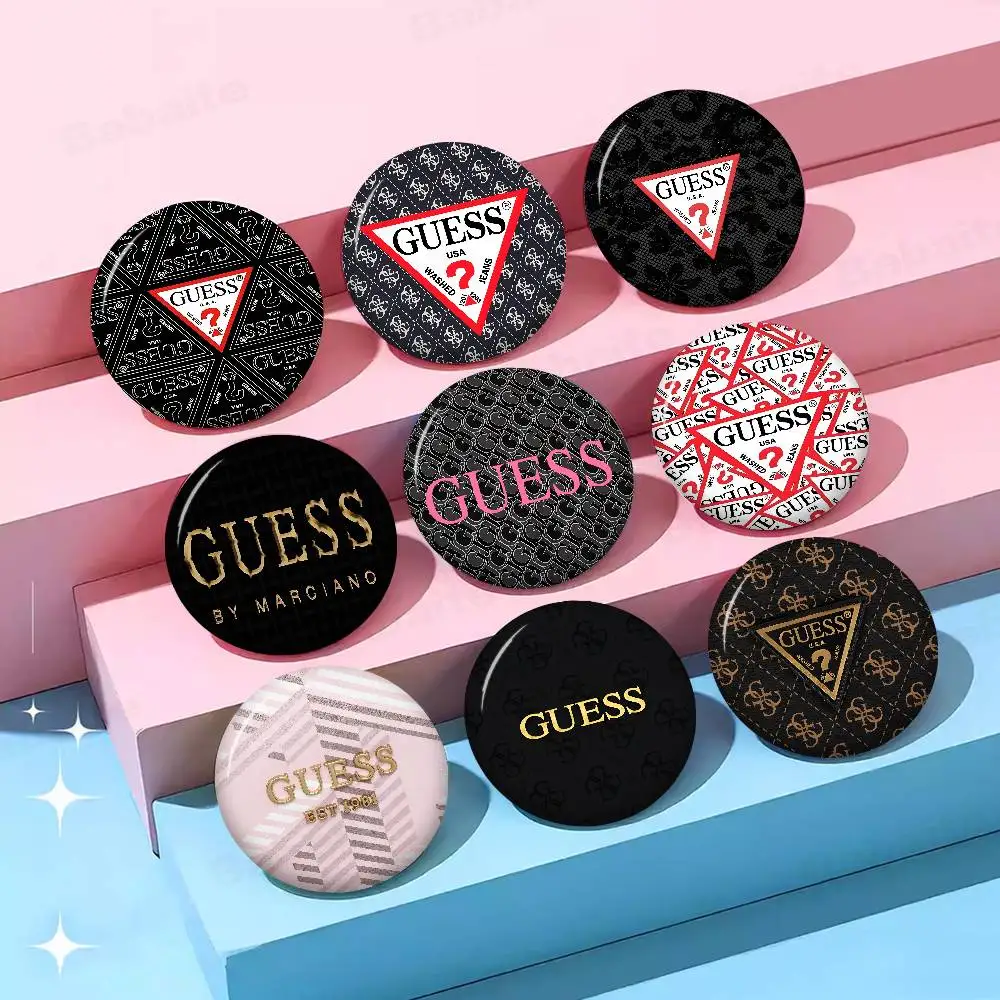 Modische G_GuessS Logo Bedruckte 32/44/58MM Anpassbare Anstecknadeln Niedliche Lustige Kreative Abzeichen Schmuck Deko Geschenke für Freunde Image
