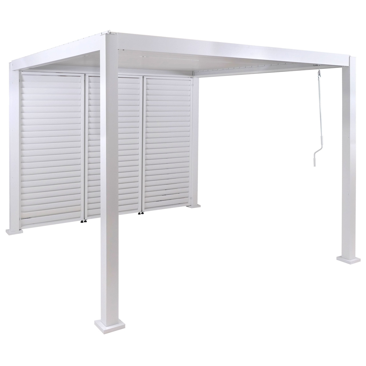 Proregal BERLINLODGE Pergola mit 3x Lamellenwand | HxBxT 235x300x300cm | Terrassenüberdachung Garten Lamellen-Pavillon | Weiß | 10cm-Alu-Gestell Image