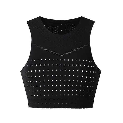 Damen Workout-Tanktop Trainingshemd Bauchfreies Top Rundhalsausschnitt Hautfreundlich Leicht Bequem Racerback Ärmellos Sport Einfarbig Oberteil Für Fitnesstraining Laufen Fitness Sportkleidung Image