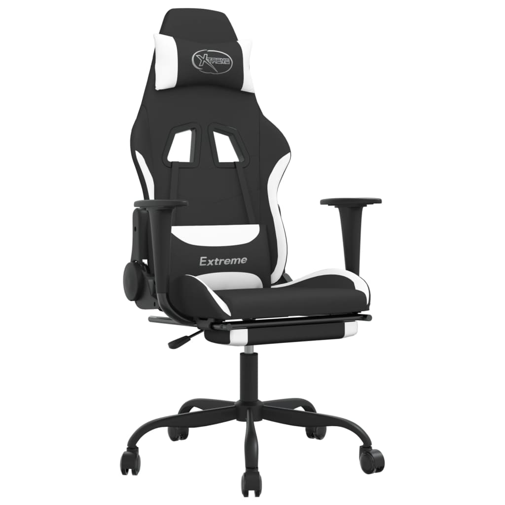 Maison Exclusive - Sedia Da Gaming Con Poggiapiedi Nero E Bianco In Tessuto