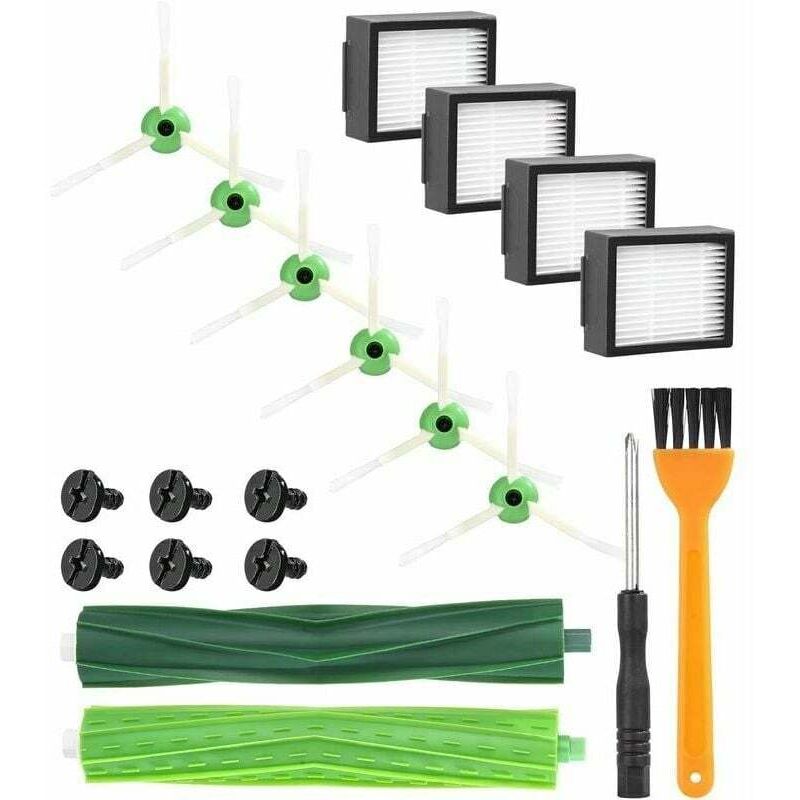 Accessori Di Ricambio Per Aspirapolvere Per Irobot Roomba, Kit Serie Compatibile E I E5 E6 I7 I7+ I3 I3+ I4 I4+ I6 I6+ J7 J7+ I8 I8+, 4 Filtri, 6 Spazzole Laterali, 1 Set Di Spazzole In Gomma