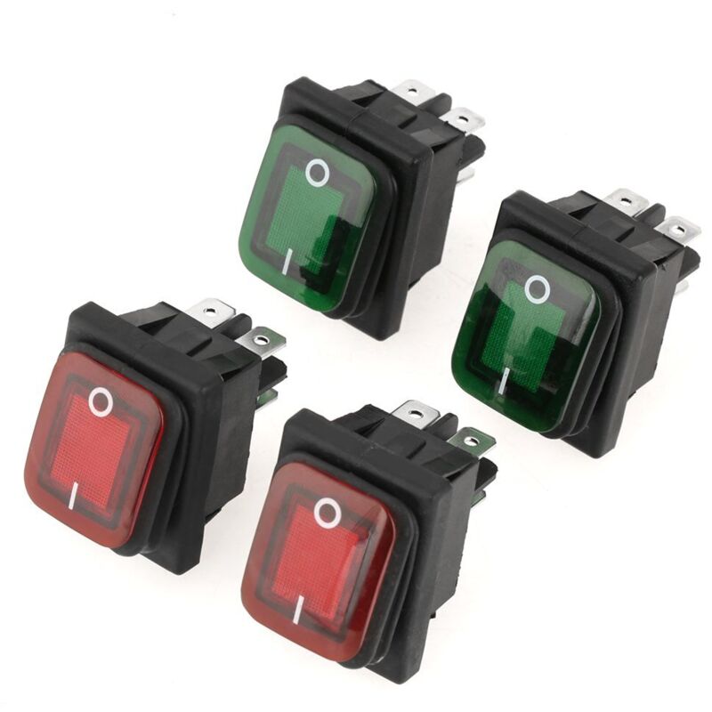 Interruttore A Bilanciere Per Barca Da 4 Pezzi, Interruttore Impermeabile, Mini Interruttore A Bilanciere Spst On-off Tipo Rosso Verde Lampada 4 Pin 2 Posizioni