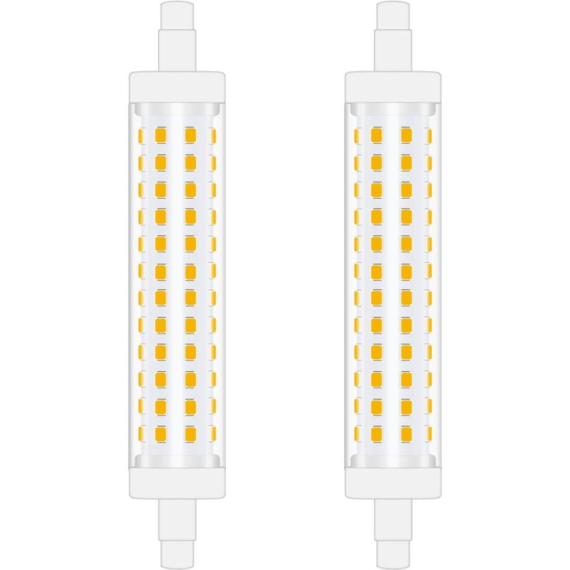 Lampadina Led R7s Da 118 Mm, 10 W, Bianco Caldo 2700 K, Faretto Lineare A Doppia Estremità, Sostituzione Lampadina Alogena Da 100 W, Perfetta Per Camera Da Letto E Bagno, Non Dimmerabile, 2 Pezzi