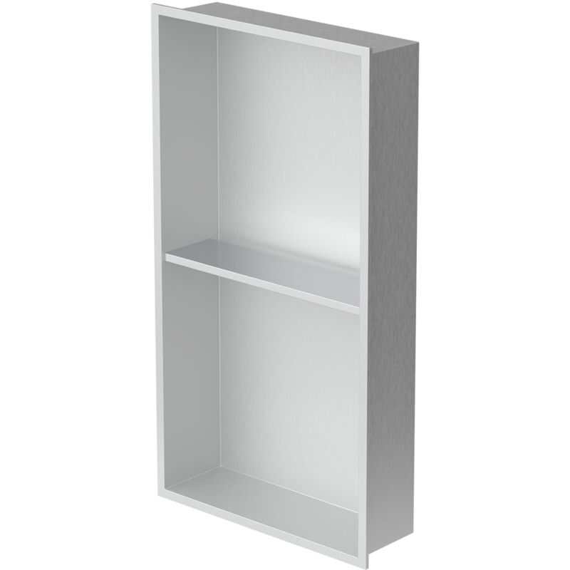 Luxebath Nicchia A Parete In Acciaio Inossidabile Con 2 Ripiani 30x60x10 Cm Argento Nicchia Per Doccia Con Telaio Ripiano Doppio Incorporato Nicchia Piastrellabile Per Bagno Nicchia Piastrellabile