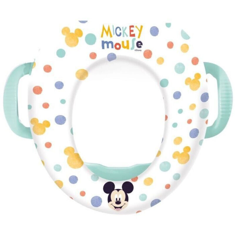 Riduttore Wc Bambini Disney Mickey Mouse, In Plastica Senza Bpa, Con Due Maniglie, Morbido, Lavabile E Riutilizzabile