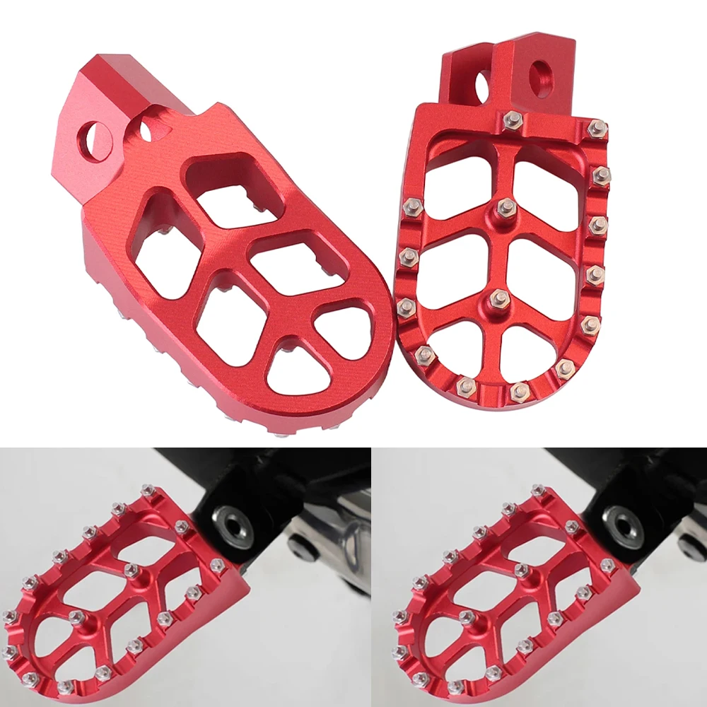 Motorrad Rot/Schwarz/Blau Billet Breite Fußrasten Fußstütze Für Yamaha XT250 YZ125 YZ80 WR250 TTR90 TTR125 Image