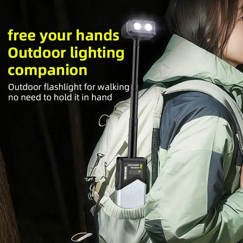 Multifunktionale Arbeitsleuchte und Outdoor-Campingleuchte, einziehbare Arbeitsleuchte mit magnetischer Saugkraft, wiederaufladbare Taschenlampe für den Außenbereich