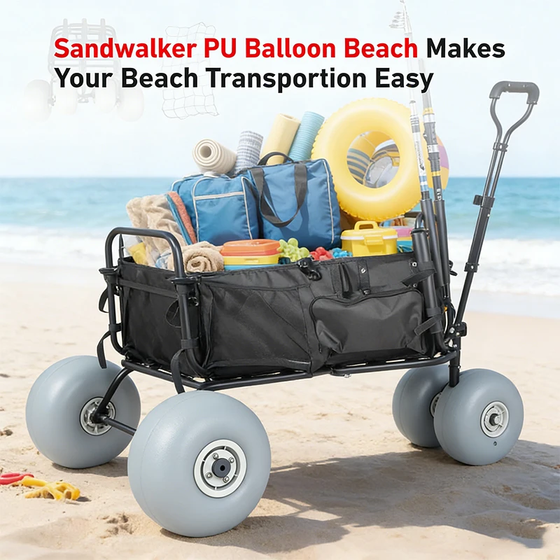 9'' Durchmesser PU-Strandballonräder für Kajakwagen, Strandtrolleys, Gartenwagen - Befestigungsteil mit 8,5mm 10,5mm Durchmesser Image