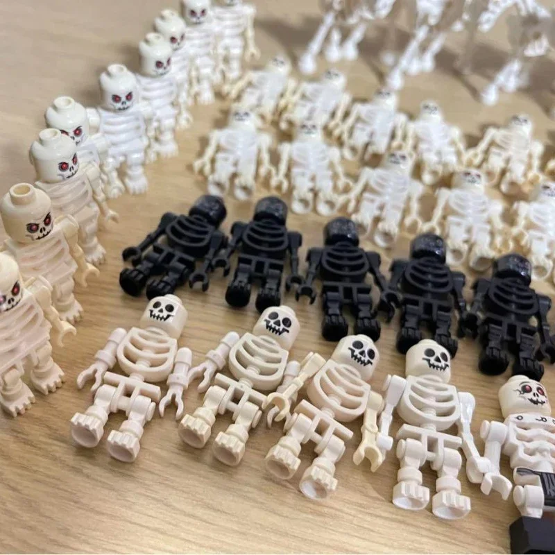 Skelett-Armee-Bausteine, Halloween-Minifiguren-Set mit Knochen, Ninja-Krieger für DIY-Horror-Szenen und Sammlerdisplays Image
