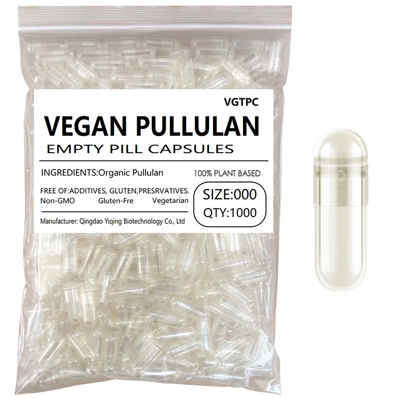 1000 Stück 000 # Leere, freie Pullulan-Vegan-Kapselgröße, Gel-Medizinpille, Vitamin, leere, getrennte Hartkapseln Image