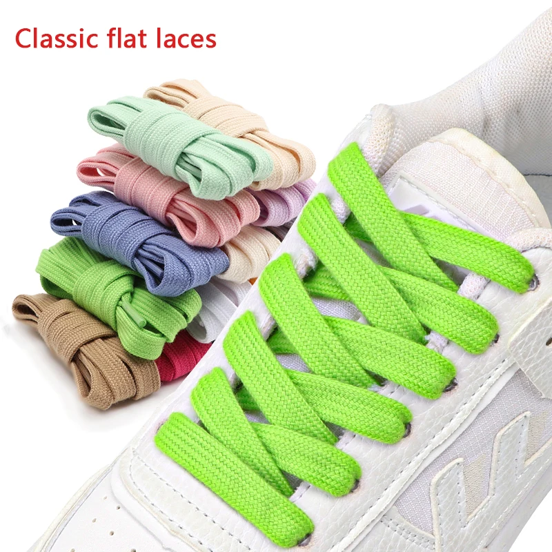 Doppellagige Schnürsenkel aus Polyester-Baumwolle, 1 cm breit, flach, hochwertige Schnürsenkel für Sneakers, Segeltuchschuhe, 1 Paar Image