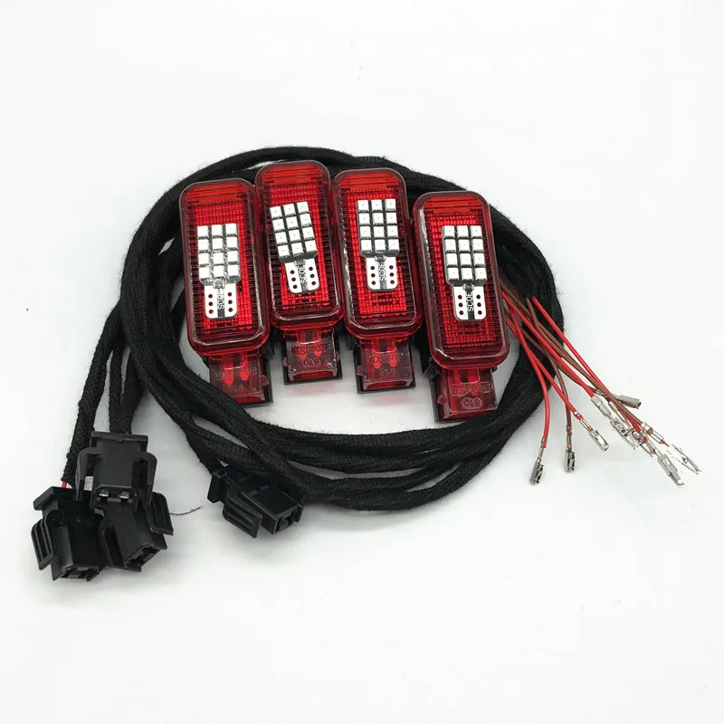 Auto LED Porta Rossa Spia Cavo Cablaggio Per Audi A1 A2 A3 A4 B7 B8 B9 S4 A5 A6 C7 C8 S6 A7 A8 S8 Q3 Q5 Q7 TT RS3 RS4