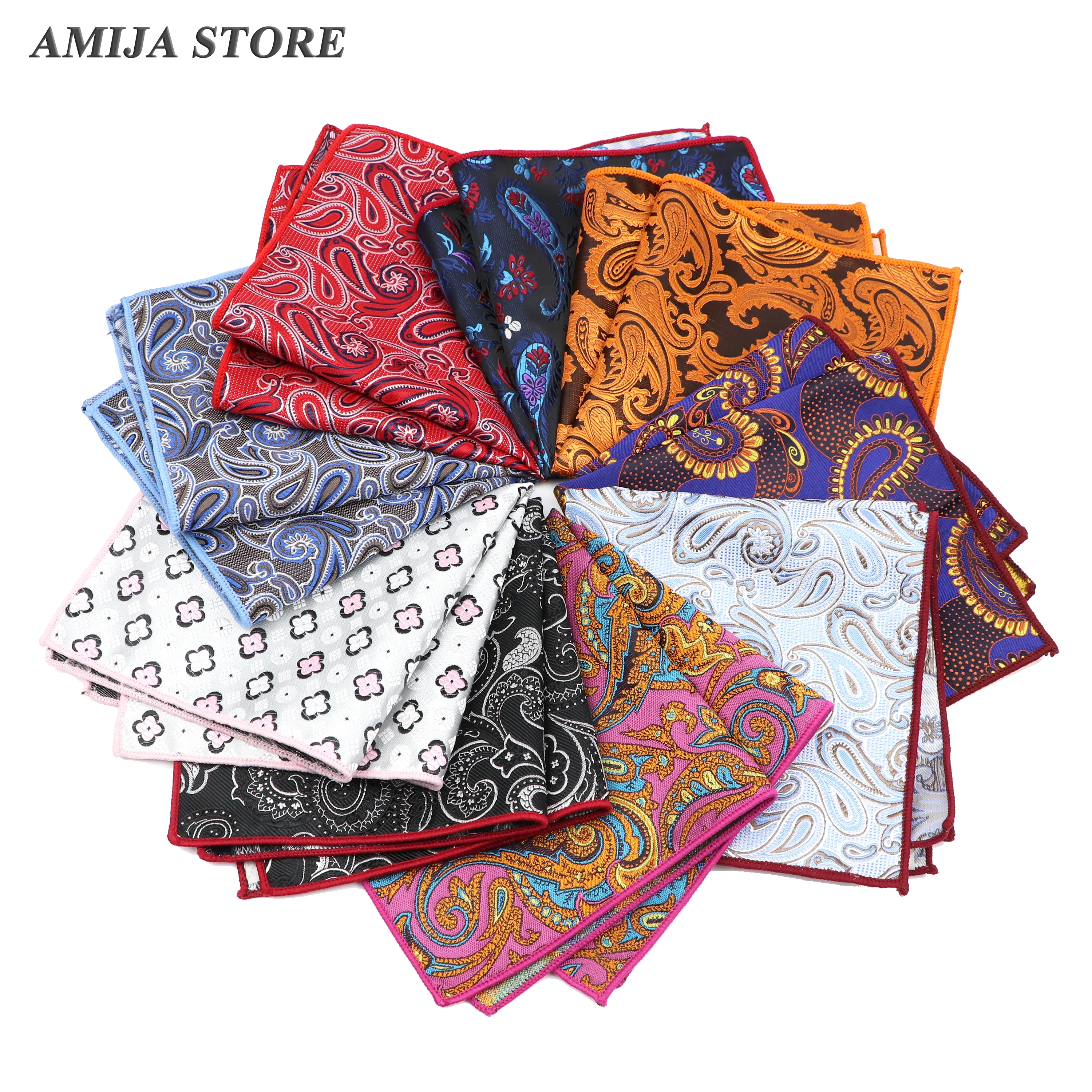 Neue Floral Blume Tasche Platz Rot Blau Männer Taschentuch Polyester Taschentuch Frauen & Männer Casual Party Geschenk Smoking Bowtie Zubehör