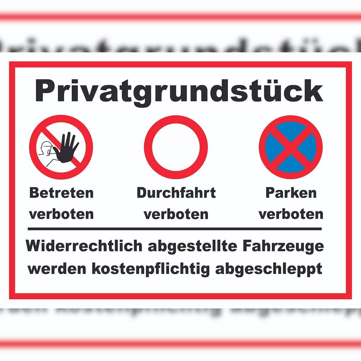 HB-Druck Privatgrundstück Betreten, Durchfahrt und Parken verboten Schild A5 Rückseite selbstklebend Image