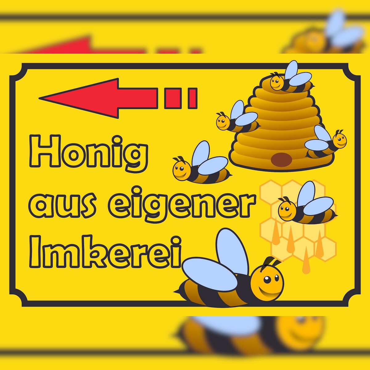 HB-Druck Verkaufsschild Schild Honig links A6 Rückseite selbstklebend Image