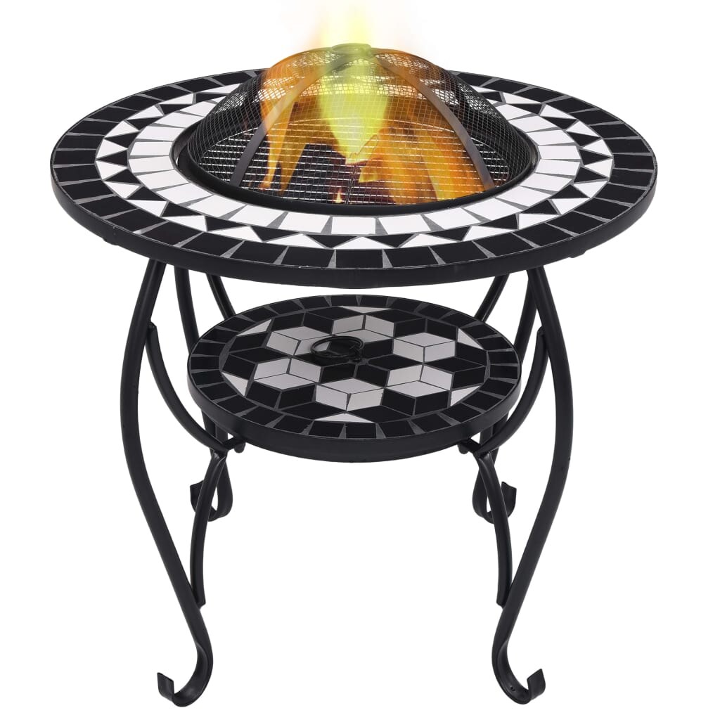 vidaXL Feuertisch Mosaik Keramik Schwarz und Weiß 68 cm Image