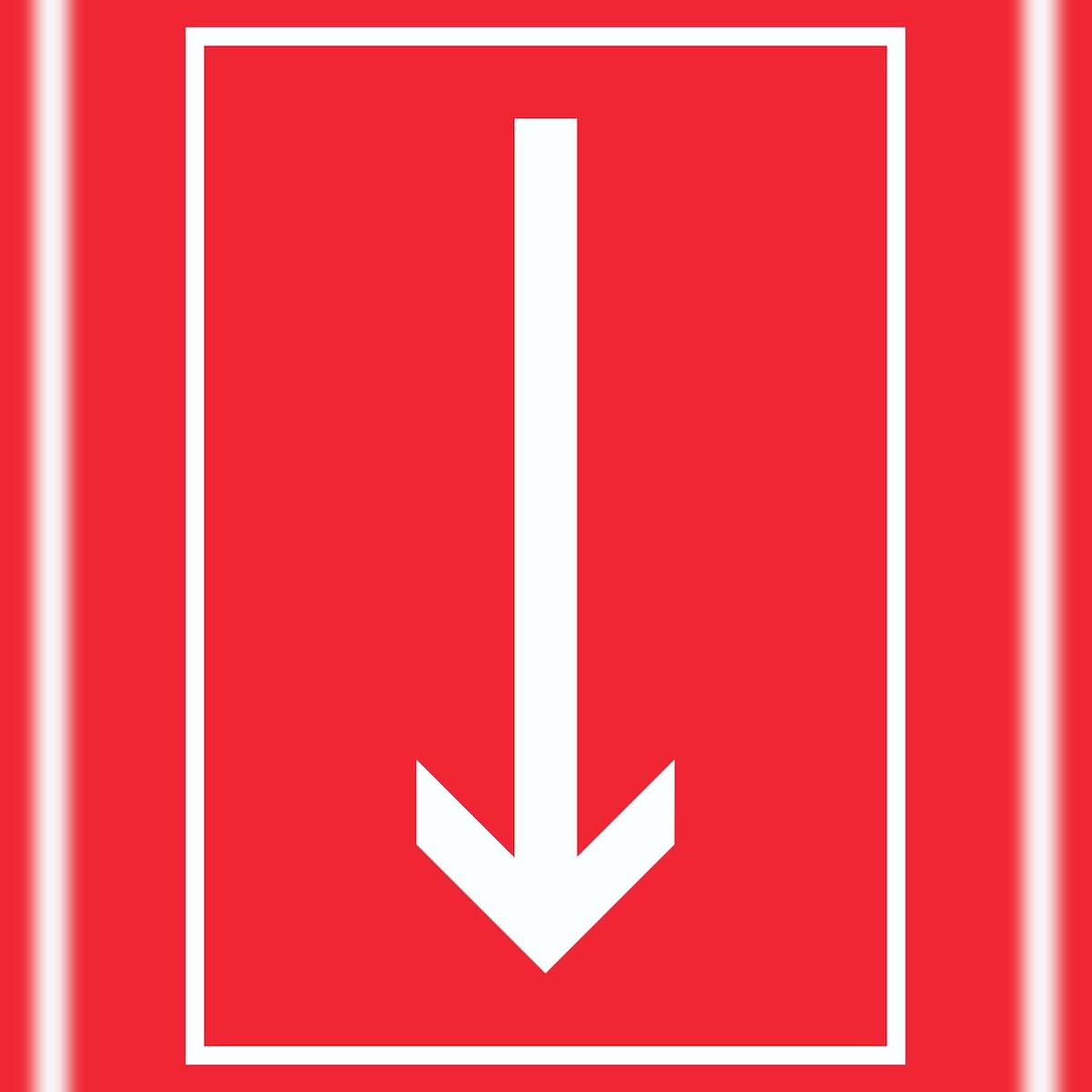 HB-Druck Richtungspfeil runter Schild hochkant weiss rot Pfeil A2 Rückseite selbstklebend Image