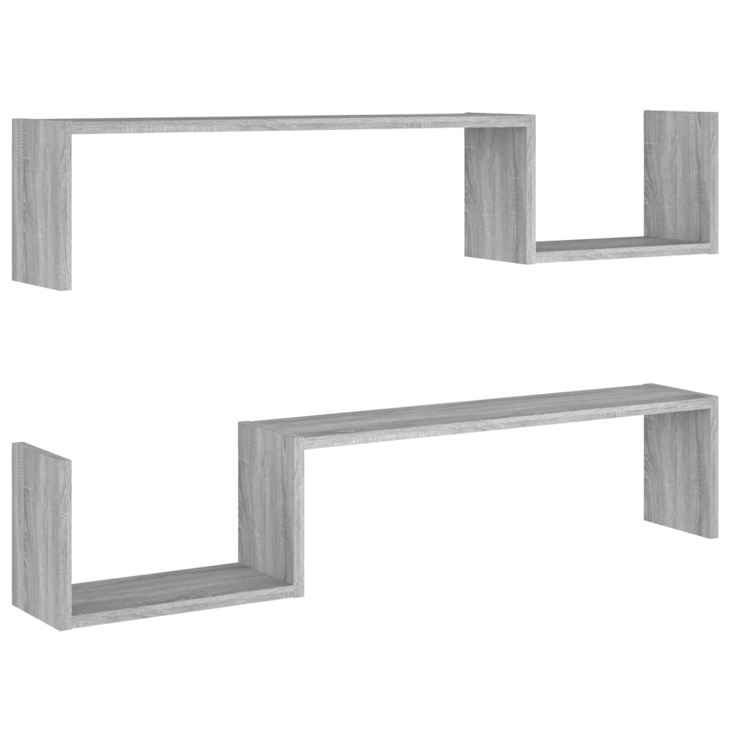 vidaXL Wandregale 2 Stk. Grau Sonoma 100x15x20 cm Holzwerkstoff Image