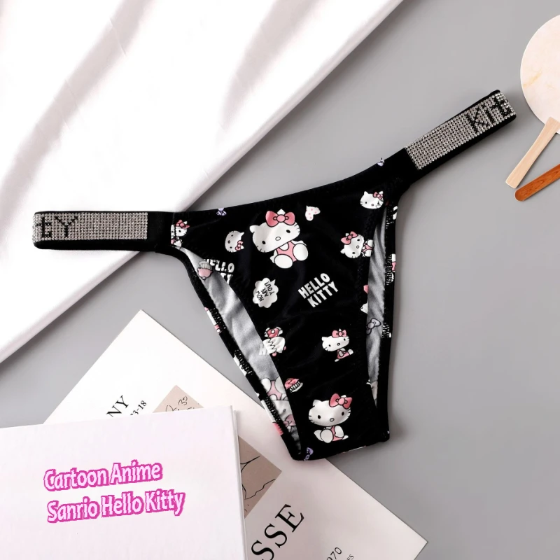 Cartoon Anime Sanrio Hello Kitty Mädchen Sexy Y2K Höschen Wasser Diamant Frauen Japanischen Stil Eis Seide Mädchen Student Niedliche Slips