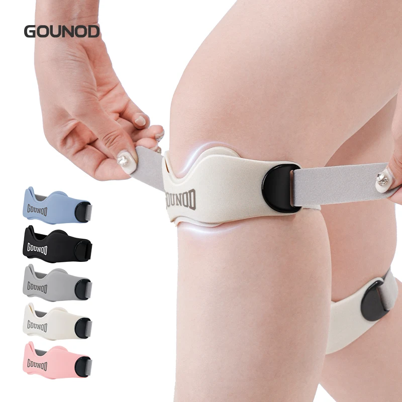 1 Stück/2 Stück Gounod Professionelle Kniebandage für Laufen, Radfahren, Basketball, Training, Outdoor-Fitness, Übungen, Verstellbarer Riemen, Langlebig Image