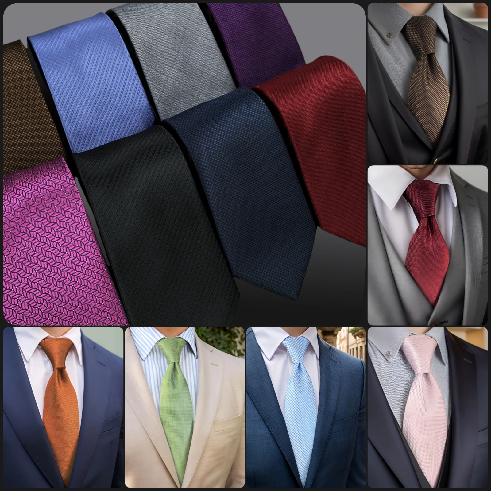 Solide Krawatten für Männer, klassische graue Seidenkrawatten, Hochzeitsgeschenk, bunt, rot, blau, Schule, lila, Accessoires, geschäftlich, formell Image