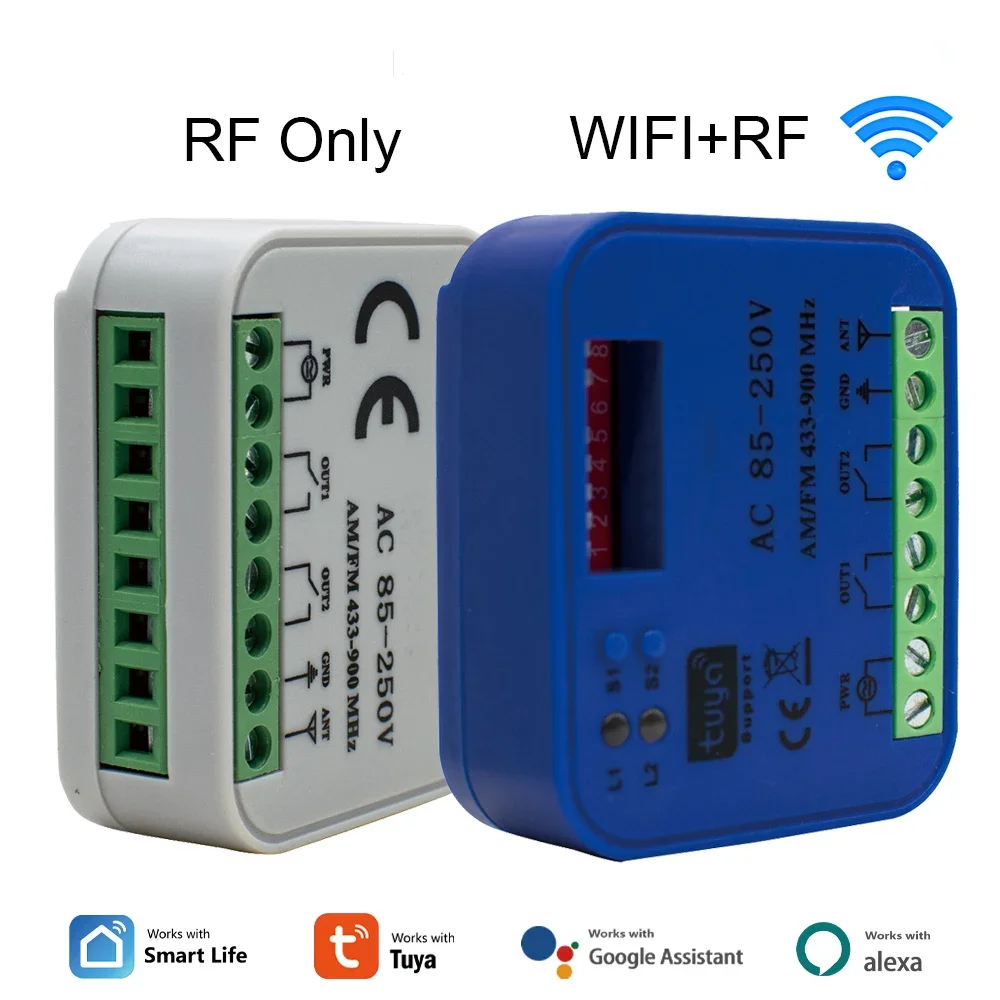 Tuya WIFI Garage RF Smart Receiver 300-900 MHz 433,92 868 mhz 2CH Universal Garage Tür Tor öffner Controller Für Alexa Image