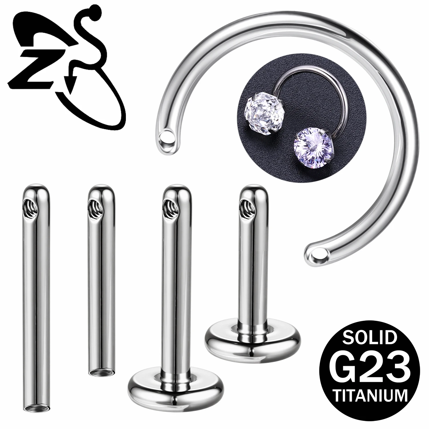 ZS ASTM F136 Titan 1-5 teile/los Lippen Piercings Stange Frauen Seite Gewinde Bar Hufeisen Ringe Helix Conch labert Piercings Zubehör Image