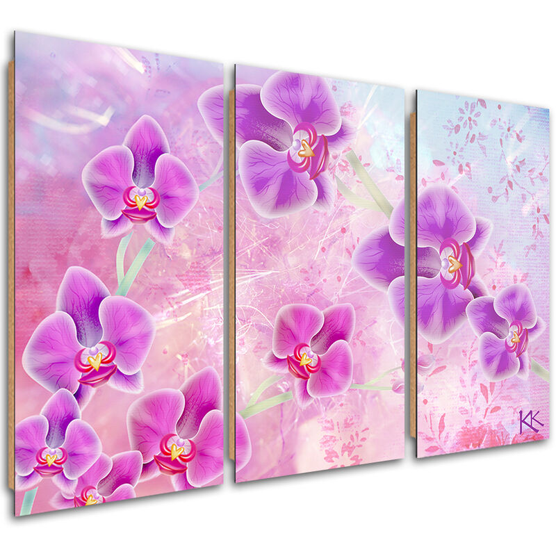 Gbshop - Quadro Deco Panel 3 Paneli, Astrazione Dei Fiori Di Orchidea - 60x40