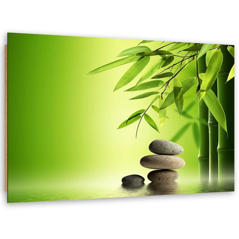 Gbshop - Quadro Deco Panel, Pietre Zen E Bamb๠su Sfondo Verde - 120x80