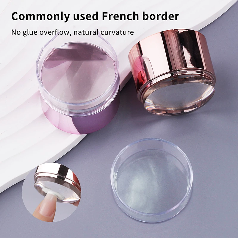 DIY French Manicure Nagelstempel mit Schaber, transparenter Silikonkopf, Stempelvorlage, Nagelkunstwerkzeug Image