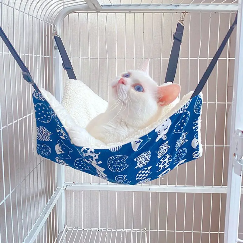 Katze Leinwand Hängematte Bett Haustier Katzen Hunde Betten Doppelseitiges Hängebett Haustier Schaukel Betten Hamster Eichhörnchen Katze Rest Schlaf liefert