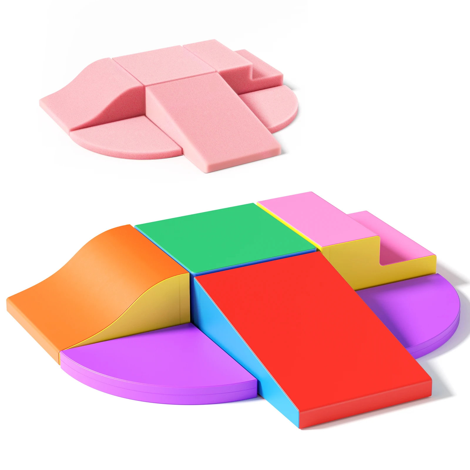 Weiches Baby-Spielset 6-teilig, Kletter- und Krabbelschaum-Spielzeug, Aktivitätsspielzeug für Kleinkinder, Mehrfarbiges Vorschul-Babyspielzeug. Image
