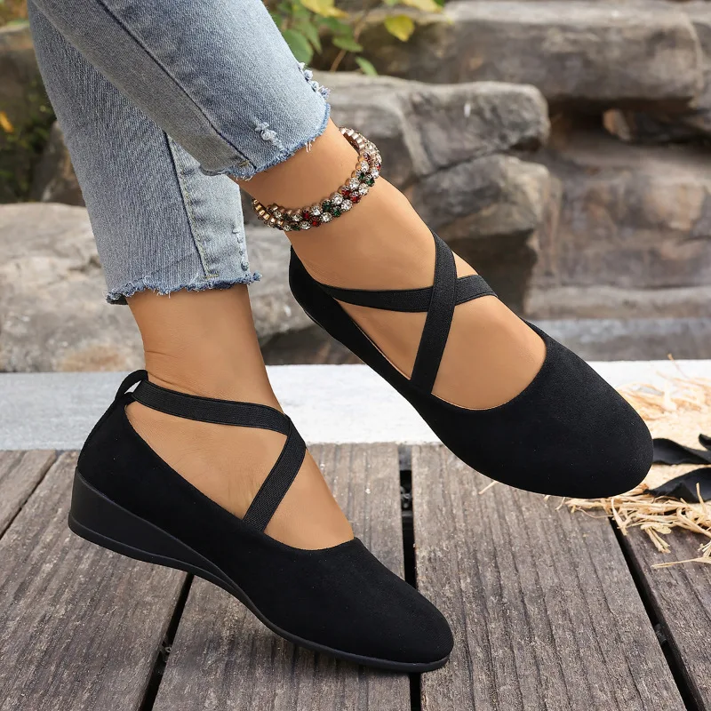 Neue Ankunft 2026 frauen Müßiggänger Römischen Retro Stil Hohe Qualität Große Größe Casual Einfarbig Tanzen Schuhe Bequem